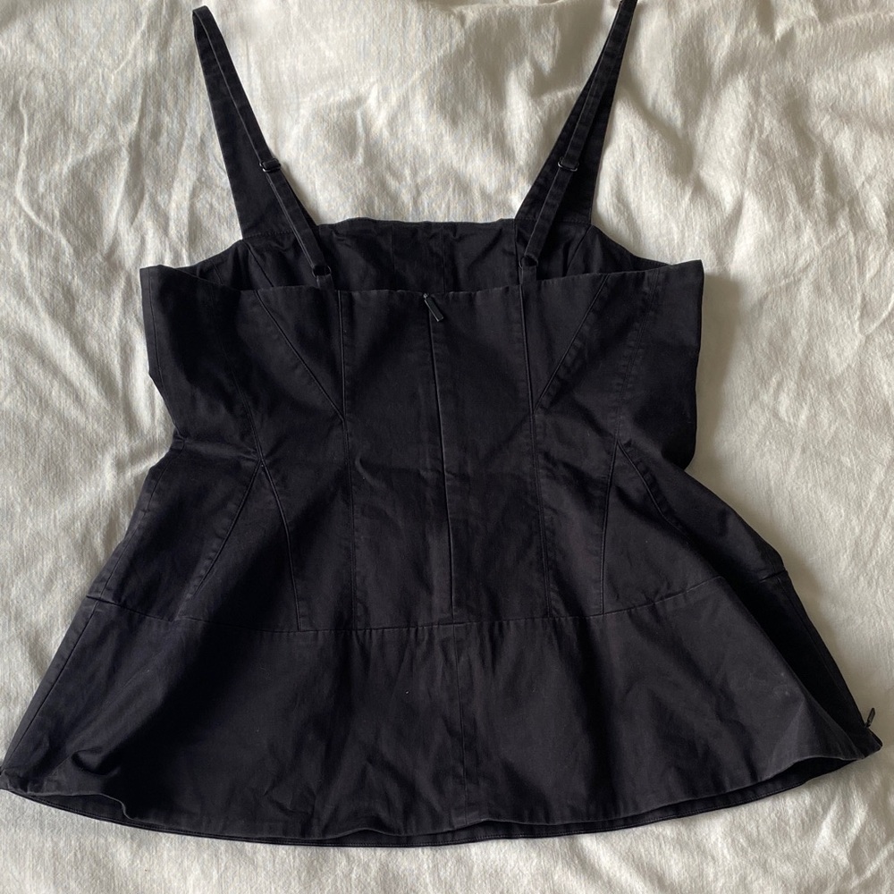 Tibi Stretch Cotton Navy Peplum Top Size 10 - Picture 5 of 5
